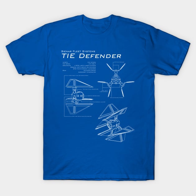 TIE Defender Blueprint T-Shirt by patrickkingart